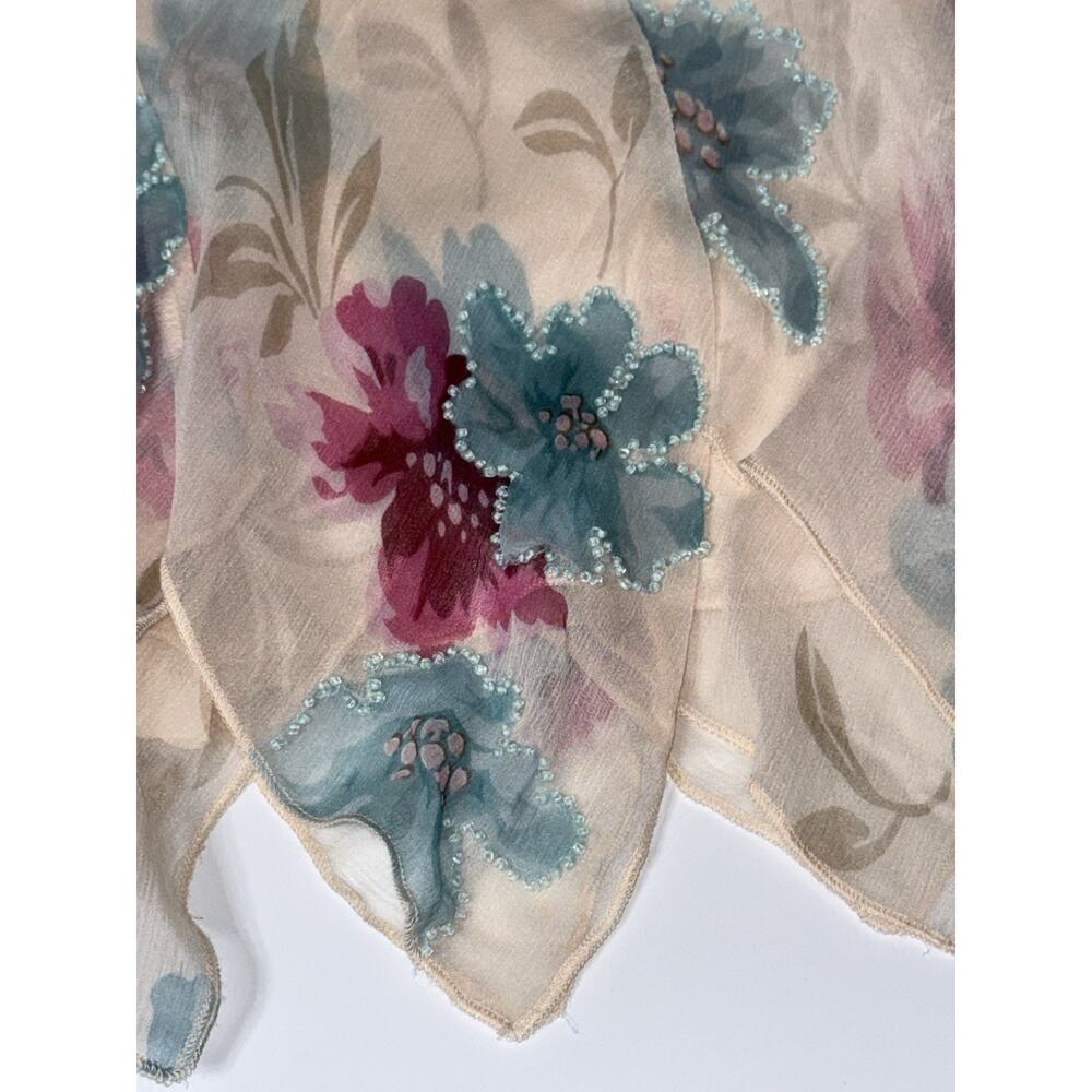 Abercrombie & Fitch A&F Vintage Y2K Fairy Floral 100% SILK Beaded Mini Skirt - Picture 2 of 7